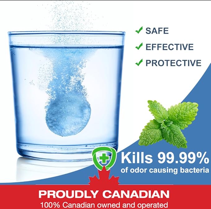 Proudly Canadian ClearBrite Naturals Retainer Cleaner Tablets, 120 Tablets (4 Month Supply), Extra Strength for Retainers, Aligners, Night Guards, Mouth Guards & Dentures