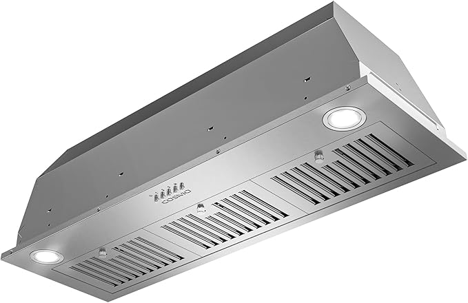 COSMO COS-36IRHP 36 in. Lumin Collection 380 CFM Ducted Insert Range Hood, Button Controls, LED Lights, Stainless Steel