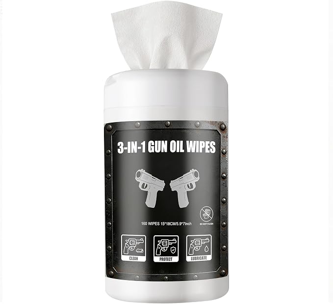 50Pcs Lead Removal for Shooting and 160Pcs 3-in-1 Gun Oil CLP Wipes Field & Range Gun Clean Cloth Cleaning Lubricant Protect Oil Wipes