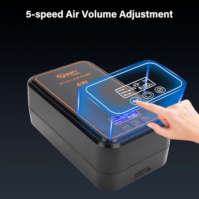 hygger Aquarium Air Pump, Rechargeable Portable Oxygen Pump with Single/Dual Outlets, Ultra Quiet Battery Powered Air Bubbler for Fish Tank up to 200 Gallo
