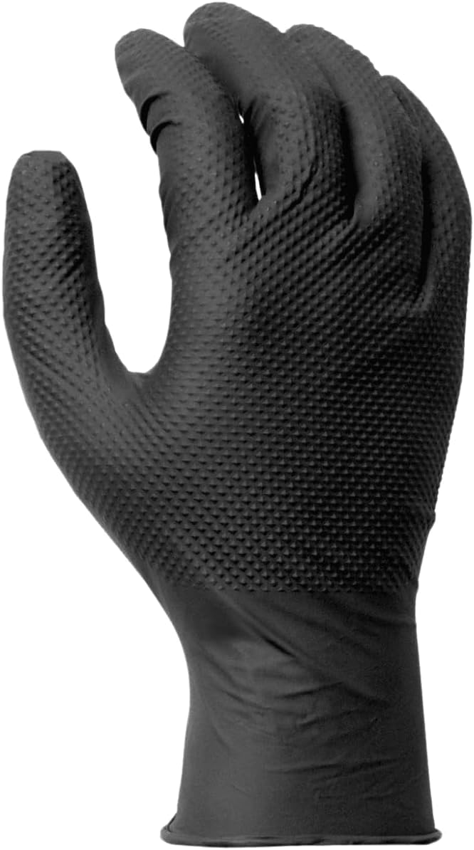 GUS Black 8 Mil Diamond Grip Nitrile Disposable Gloves