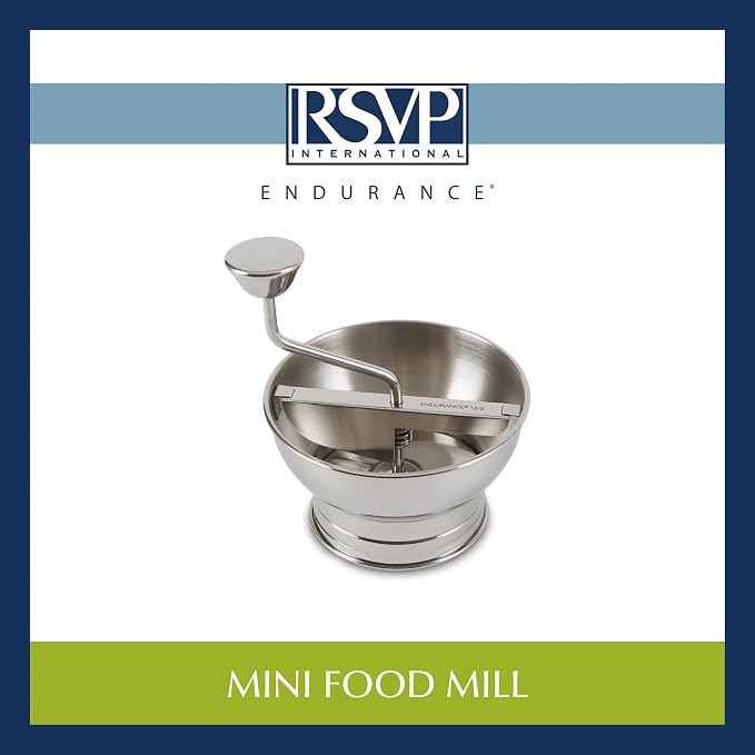 RSVP International Endurance Kitchen Tool Collection Stainless Steel Food Mill, Mini, 5.5" Diameter