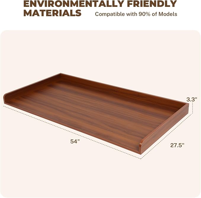 FAHKNS Washer Dryer Countertop - Wood Laundry Washer Dryer Topper with Anti-Slip Mat, 54" Width Waterproof Laundry Room Organization, Light & Save Space, Walnut
