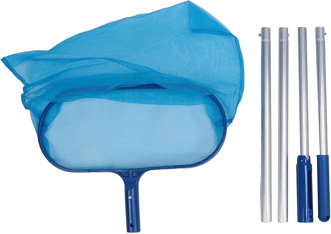 Swimming Pool Cleansing Kit, Fine Mesh Pool Cleaner Tool, Leaf Skimmer Net with 4 Poles for Above Ground or In ground Swimming Pools