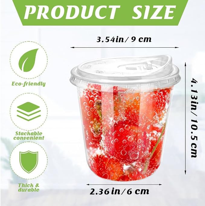 12oz Disposable Stemless Glasses With Strawless Sip Lids,PET Disposable Drinking Cups,Clear Plastic Wine Glasses for Parties Birthday,Wedding,Meeting,Christmas Party Supplies. (100, Transparent)