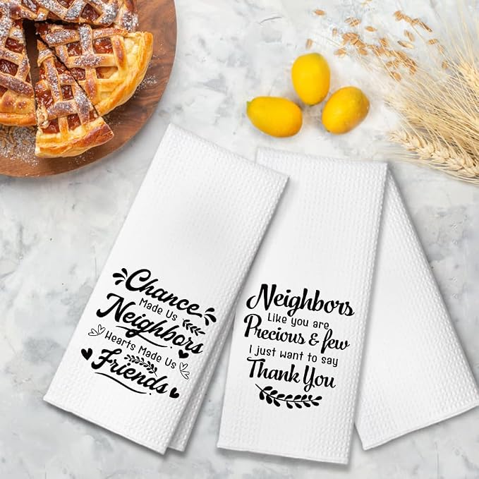 Chance Made Us Neighbors Hearts Made Us Friends Kitchen Towels 2 Pack, Kitchen Towels Set for Housewarming, Moving Housewarming Gifts for Homeowners Neighbor Sisters Bestie Friend