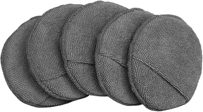 10Pcs Car Detailing Applicator Pads Car Care Waxing Polishing Sponge Soft Microfiber Round Bag Foam Sponge Car Cleaning Tools(5pcs Grey)