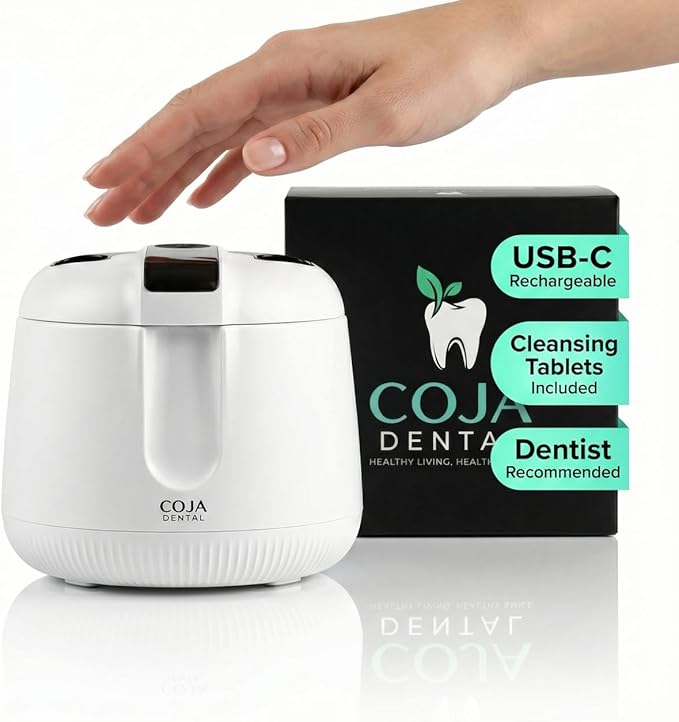 Cleansing Pod PRO + UV | Rechargeable Ultrasonic Retainer Cleaner Machine | 48kHz Ultrasonic Dental Pod for Mouthguard, Dentures & Aligners | 3 Cleaning Modes | Tablets Included