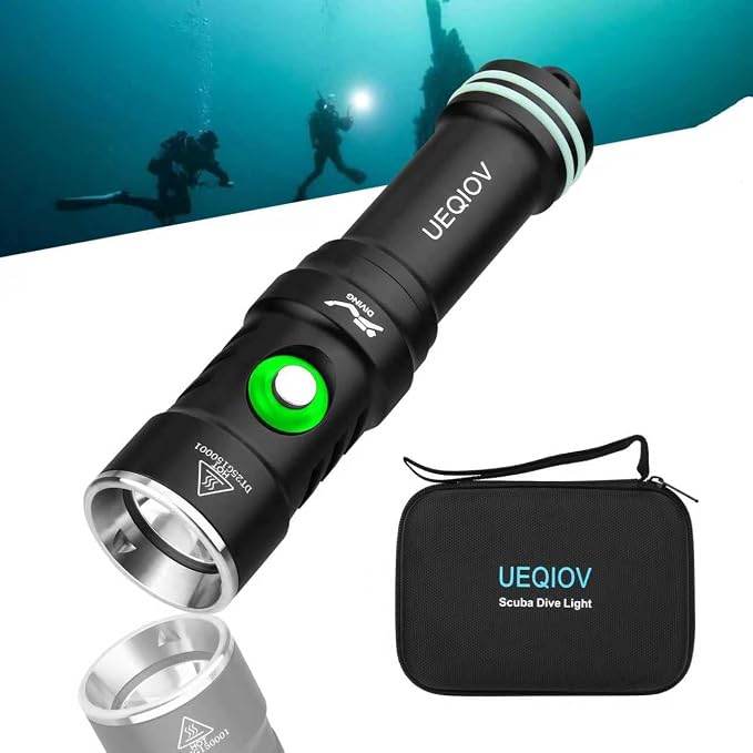 Dive Light Underwater Diving Flashlight, Super Bright Rechargeable Waterproof Flashlight with Battery Level Indicator, Suitable for Scuba Diving and Snorkeling Night Diving Light