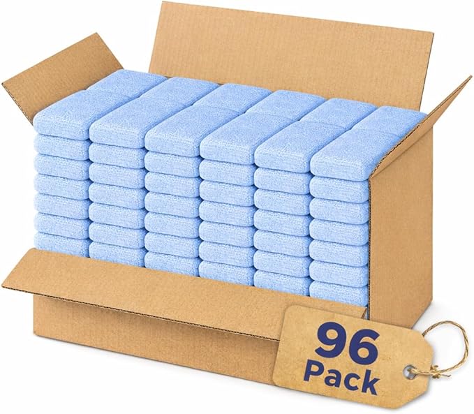 Microfiber Car Wax Applicator Pad, 5" x 3.75" x 1" – Reusable, Scratch-Safe Foam & Plush Microfiber, Washable Detailing Pads (96 Pack)
