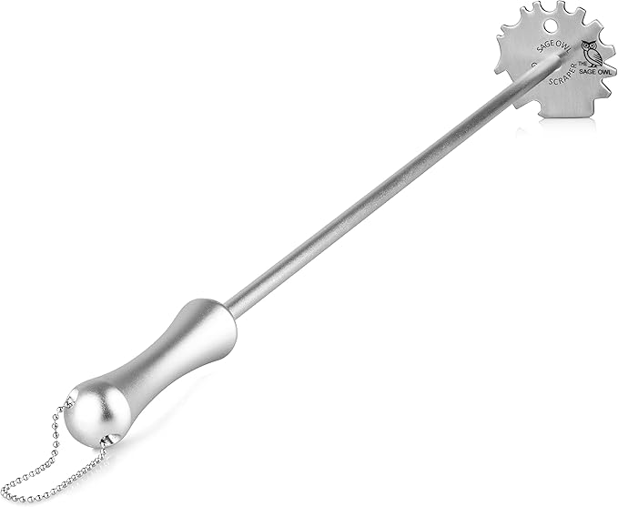 Sage Owl Bristle-Free Universal Stainless Steel BBQ Grill Scraper with and Without a Handle - Grill Cleaning Tool Barbecue Accessories for Outdoor and Charcoal Grills - Mens Gifts