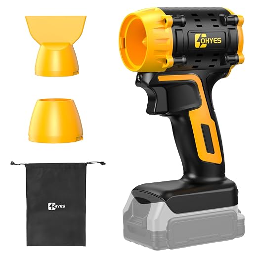 ohyes Air Duster 380W Brushless High-Speed Motor 100,000RPM Fit for DeWALT 20v Max Battery Variable Speed Turbo Jet Fan for Jobsite & Workshop(Battery not Included)