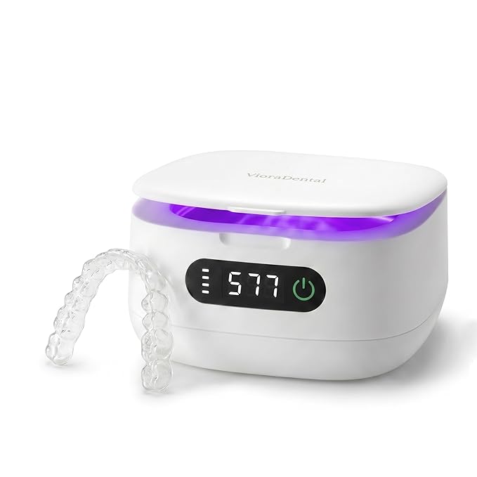 Viora 52kHz Cordless Ultrasonic Retainer Cleaner: USB-C Rechargeable Travel Retainer Cleaner for Denture, Invisalign, Mouthguard, Nightguard, UV Denture Cleaner with Mirror+Retainer Cleaning Tablets