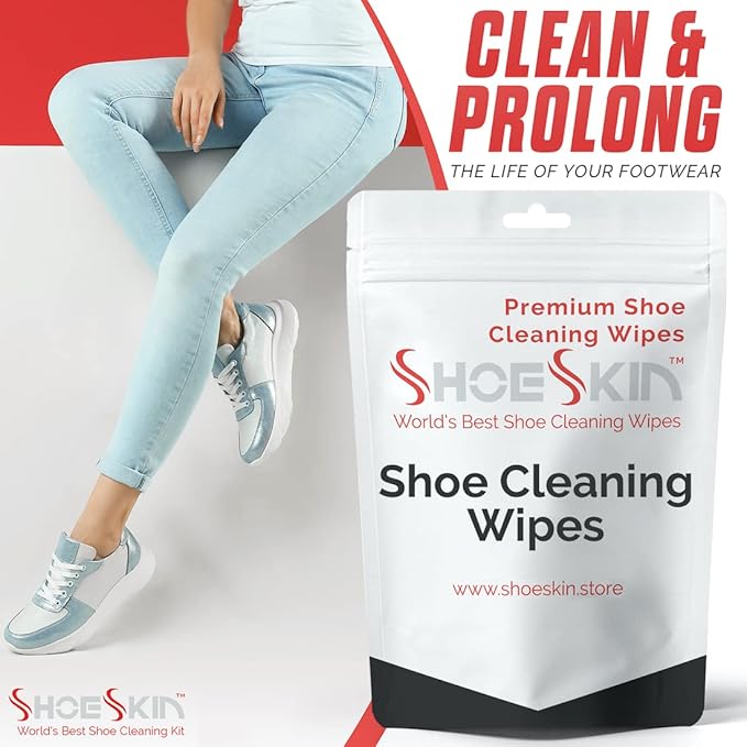 Shoe Cleaning Wipes (30 Count) - Textured Sneaker Cleaning Wipes Great for Travel - Works for All Shoes and Sneakers