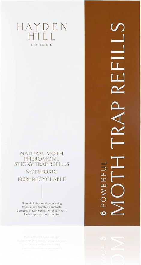 Clothes Moth Traps + Replacement Strips (9 Strips in Total) - Traps and Refills for Hayden Hill Moth Traps - for Closets and Clothing