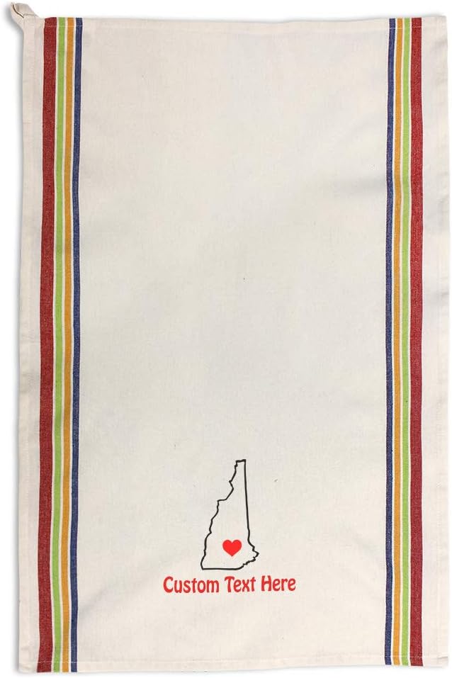 Custom Decor Kitchen Towels New Hampshire Heart Love States Love Cleaning Supplies Dish Towels Multi Stripe Personalized Text Here
