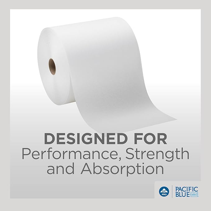Georgia-Pacific Pacific Blue Select 7.875" Recycled Paper Towel Rolls by GP PRO, White, 26100, 1000 Feet Per Roll, 6 Rolls Per Case