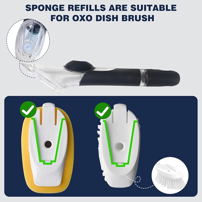 Soap Dispensing Dish Brush + Sponge Brush Refills