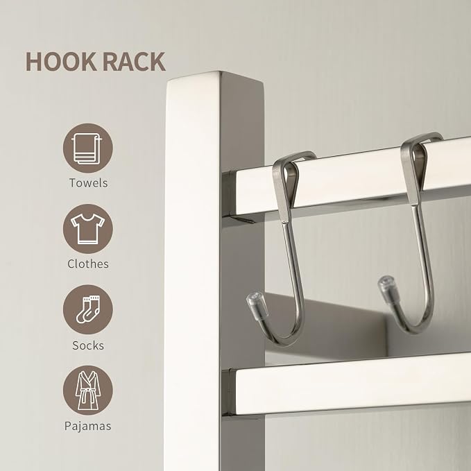 Wall Mounted Towel Warmer Square 10 Bars with Plug-in and Hardwired Options 3 Working Modes Mirror Polished Stainless Steel 21" W 34" H