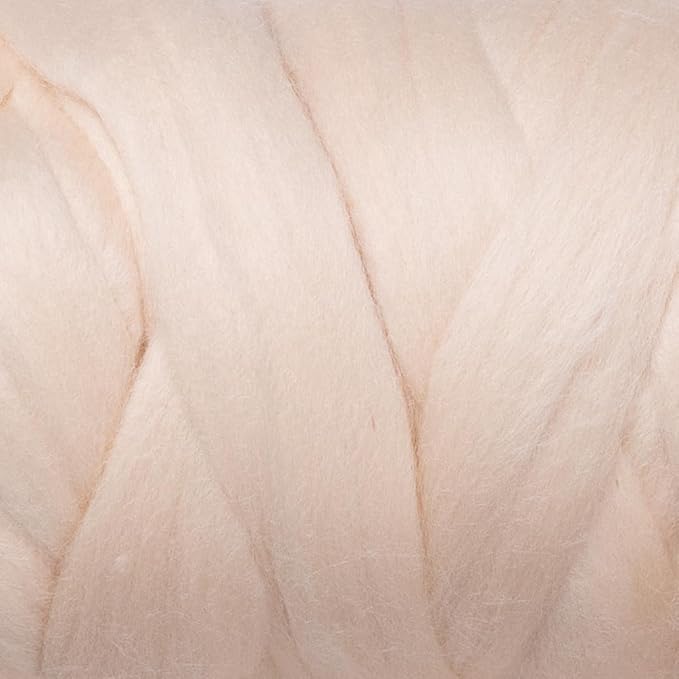 Colored Natural Wool roving, 1 lb. Best Wool for Needle Felting, Wet Felting, handcrafts and Spinning. (Nude Pink, 1 lb)