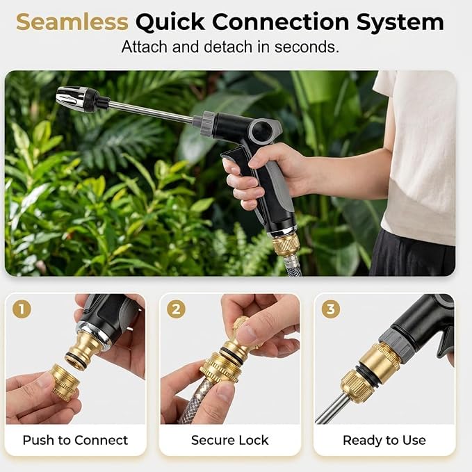 2026 New Turn Any Hose into a High Pressure Water Cleaning Jet,Heavy Duty Garden Hose Nozzle,Multi Function Lawn & Garden Watering Sprayer,Spray Nozzles for Cleaning Yard Pets Car