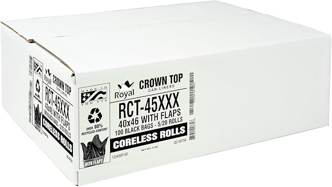 Heavy Duty 45 Gallon Trash Bags - (Huge 100 Pack/w Flap Ties) - 2.0 MIL (Equivalent) 40" x 46" Star Seal Bottom Thick Garbage Bags for Contractors, Lawn, Leaf, Yard Waste Commercial Kitchen