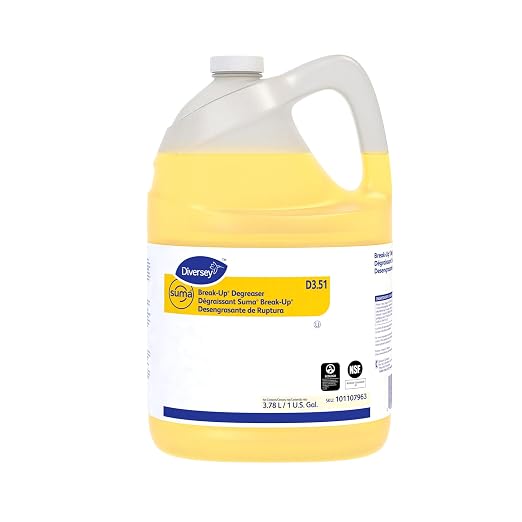 Diversey 101107963 SUMA Break-Up Degreaser D3.51, Heavy Duty Commercial Kitchen Liquid Cleaner NSF Certified for Restaurant Surfaces, Concentrate, 1-Gallon (Pack of 4)