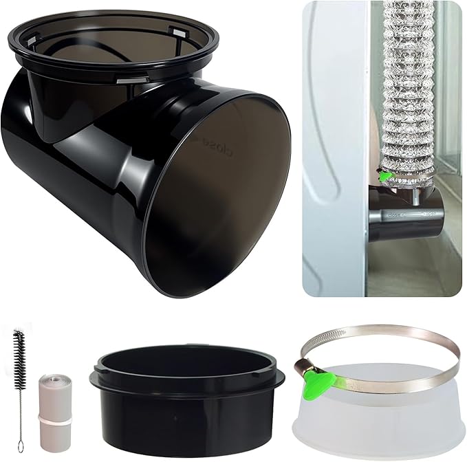 Dryer Vent Hose Connector Kit – 90 Degree Elbow for Tight Spaces, Transparent Black Upgrade, Fits 4” Aluminum & PVC Hoses, Better Than Magnetic Dryer Vent Connector