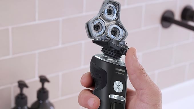 Philips Shaver Razor Series 9000 Prestige, Wet and Dry Electric Shaver, Lift & Cut Shaving System, SenseIQ Technology, Precision Trimmer, Cleaning Pod, Premium Case, Black Matte, Model SP984