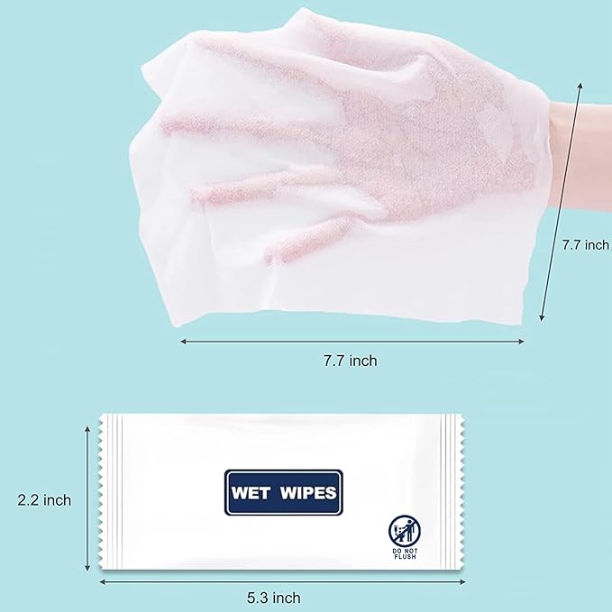 500 pcs Wet Wipes Individually Wrapped, Disposable Skin Cleansing Wipes, Individual Wrapped, Safe, Convenient, Lightweight, Aloe Vera for Butt, Hands, Face Cleaning, Daily Use, Blue