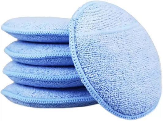 5 Pcs Microfiber Wax Applicator Pads for Car Care, Microfiber Applicator Pad with Finger Pocket for Cars Trucks Fine Cleaning and Polishing (5" Diameter, 5 Pack)