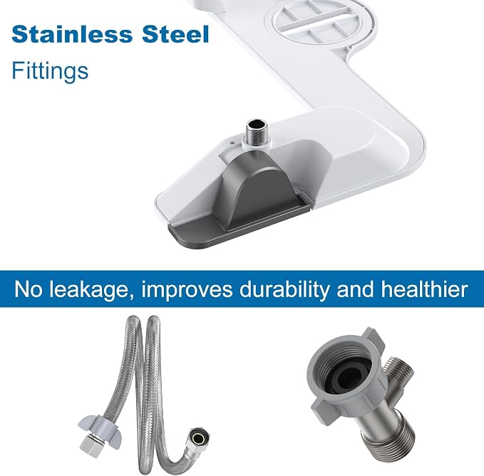 GarveeHome Bidet Attachment for Toilet, Non-Electric Self-Cleaning Dual Nozzle with Feminine and Rear Wash, Cold Water Sprayer with Adjustable Pressure, Easy to Install in Grey