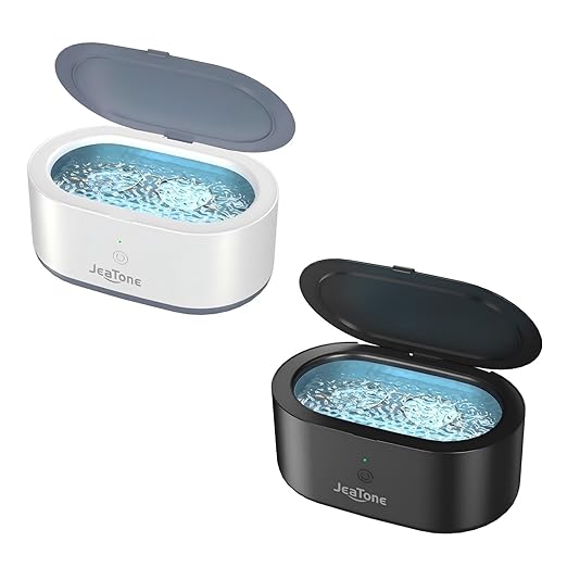 JeaTone Ultrasonic Jewelry Cleaner Machine (Gray & Black, 2-Pack), SUS304 Stainless Steel 20oz Tank, 46KHz Ultrasonic Cleaner for Jewelry, Eyeglasses, Rings, Retainer & More
