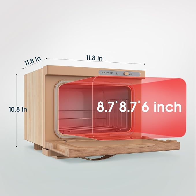 Towel Warmer Cabinet, 8L Hot Spa Small Towel Warmer Heating Use for Facial Spa, Hair Beauty, Salon Equipment and Home - Wood-like