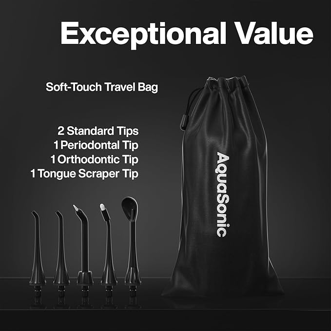 AquaSonic Aqua Flosser - Cordless Rechargeable Water Flosser for Teeth - Waterproof, Portable Oral Irrigator for Dental Cleaning with 5 Jet Tips – Braces Home Travel