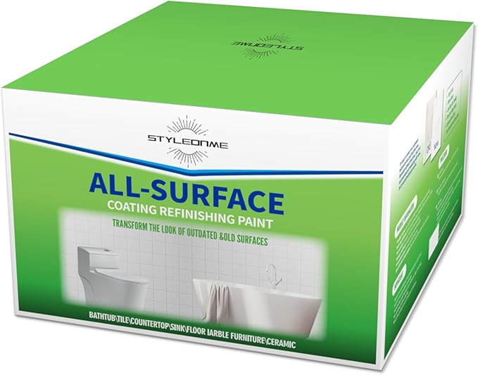 styleonme Waterbased Tile Paint Grey, 50-60sq.ft, Bathtub Washbasin Toilet Ceramic Tile and Kitchen Countertop Refinishing, Odorless and Non-Toxic Heavy Glaze Epoxy Resin Coating (With tools)