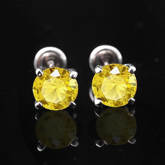 Moissanite Screw Back Earrings Studs - 0.2CT-4CT Moissanite Earrings for Women 925 Sterling Silver Piercing Real Colorful Moissan Hypoallergenic Jewelry Ear Stud Gifts