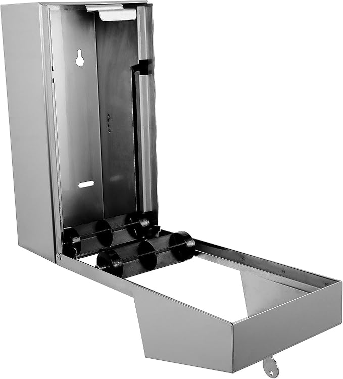 Pack of 6 - Dual Rolls Commercial Toilet Paper Dispenser - Lockable Design Heavy Duty Commercial Wall Mounted Dispenser, Commercial Grade 304 Grade Stainless Steel - 6-3/4" D x 6" W x 12" H