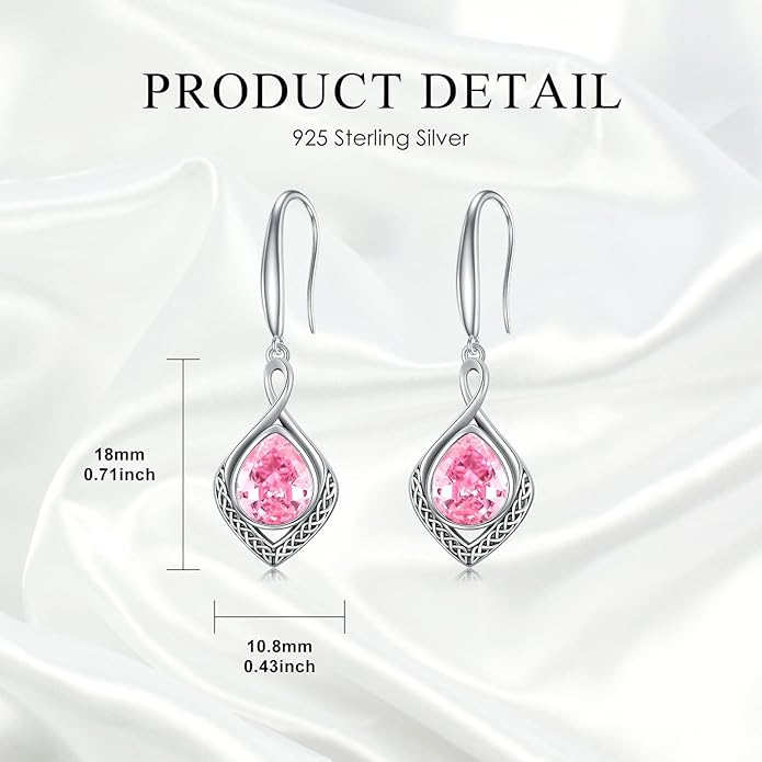PELOVNY Celtic Knot Filigree Earrings for Women 925 Sterling Silver Moss Agate/Birthstone Infinity Earrings Birthday Christmas Jewelry Gifts for Mom Daughter Wife Sister