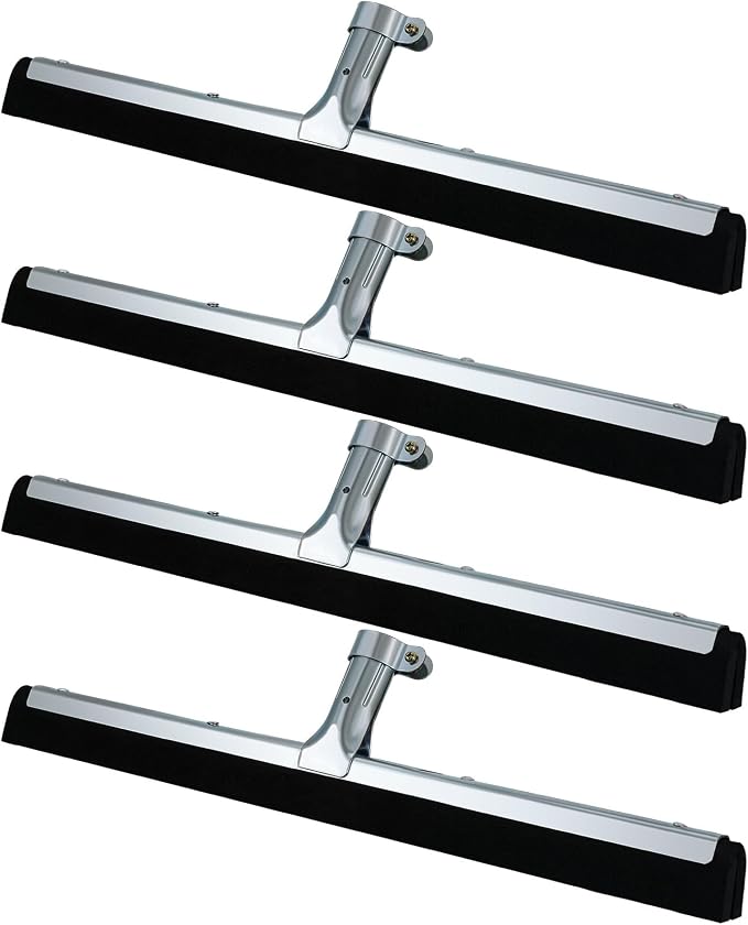 Lasnten 4 Pcs Double Foam Floor Squeegee for Concrete 18 Inch Industrial Floor Scrubber Stainless Steel Cleaning Squeegee with Rubber Heavy Duty Broom EVA Foam Blade for Garage Window Pool