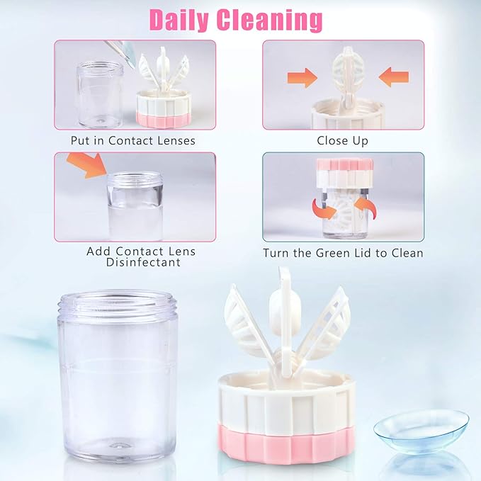 Lasiyanor Contact Lens Travel Kit with Cleaner Washer, Portable Contact Box with Mirror Tweezers Remover Tool Solution Bottle for Daily Outdoor