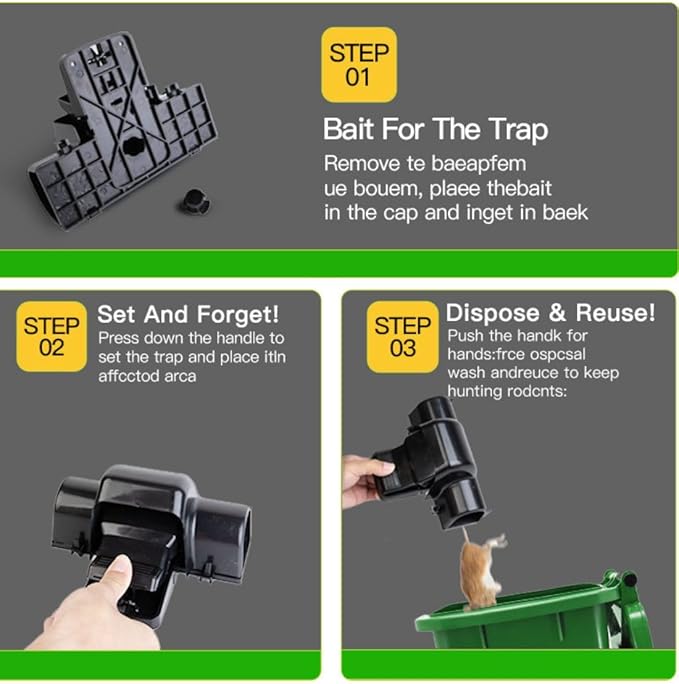 EMIRA Efficiency Rat Mouse Trap Device 4 Pack- Covered Tunnel Design, Protects Kids and Pets, Resusable with Sensitive Trigger, Safe and Powerful, Humane Rodent Solution, Indoor & Outdoor