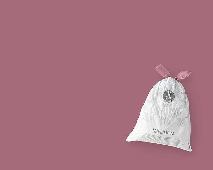 Brabantia PerfectFit Trash Bags (Size V/0.5-0.8 Gal) Thick Plastic Trash Can Liners with Drawstring Handles (200 Bags)