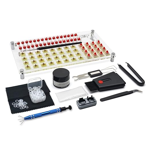 YIMAGUJRX 32 Switches Acrylic Lube Station,Keyboard Lube Kit,Switch Opener,Switch Lube,Switch Puller,Keycap Puller,Switch Lube Tool for Custom Mechanical Keyboard (12Pcs)