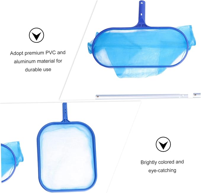 LIOOBO 2sets Telescopic Pool Leaf Cleaning Net Fine Mesh Rake Lightweight and Easy to Use for Removing Debris and Leaves from Swimming Pools Including Deep and Nets