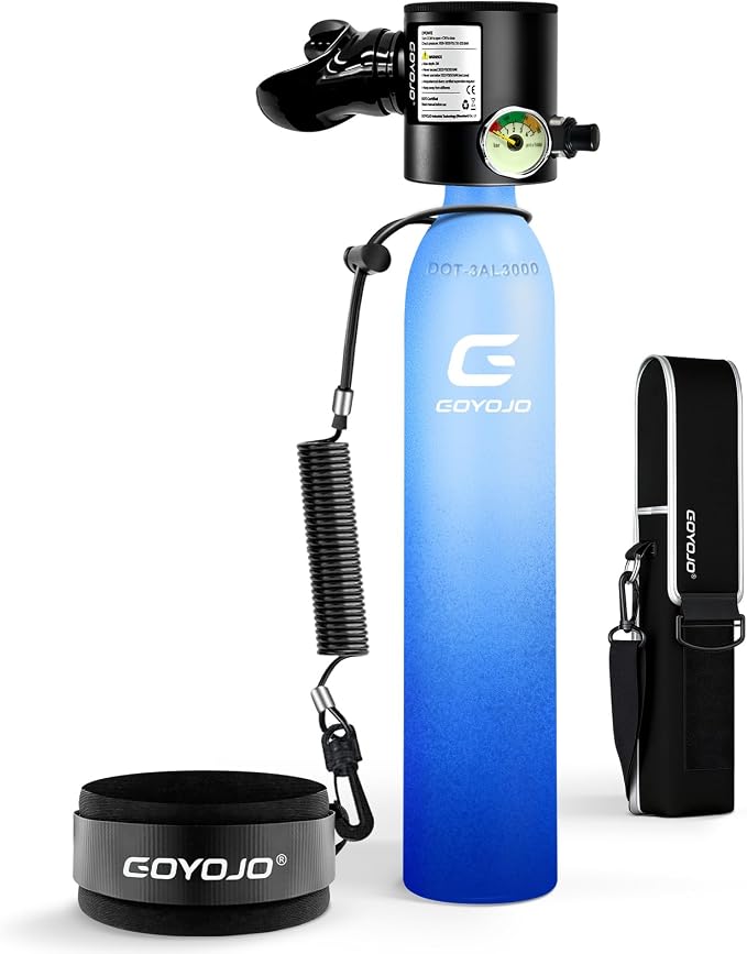 GOYOJO Mini Scuba Tank, Portable Diving Lung Air Tank with DOT Certified, Refillable Emergency Backup Pony Bottle for Snorkeling, Underwater Breathing, Training