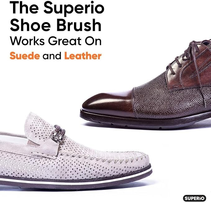 Superio Shoe Brush - Premium 7" Soft Bristles - Ideal for Cleaning and Polishing Shoes and Boots - Creates an Inimitable Shine on Leather - Sturdy and Durable,12 Pack