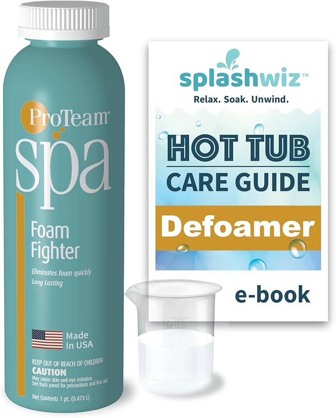 ProTeam Spa Foam Fighter - Hot Tub Defoamer - Spa Foam Eliminator with SplashWiz Hot Tub Chemicals Care Guide - (1 pt)