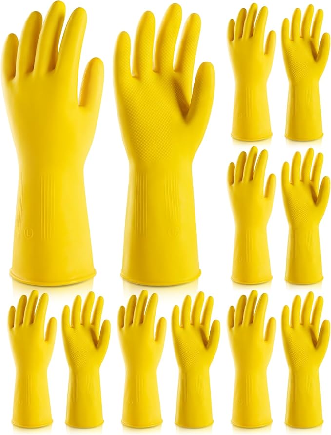 ThxToms Heavy Duty Rubber Cleaning Gloves, Reusable Dishwashing Gloves for Kitchen, Gardening, Pet Care - 20 Mil Extra Thick