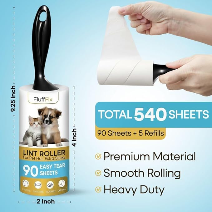 Dog Hair Lint Roller for Pet Fur Removal from Dogs Reusable Grooming Roller Removes Loose Hair Without Mess from Couch Clothes Furniture Easy to Use Pet Hair Remover 6 Pack